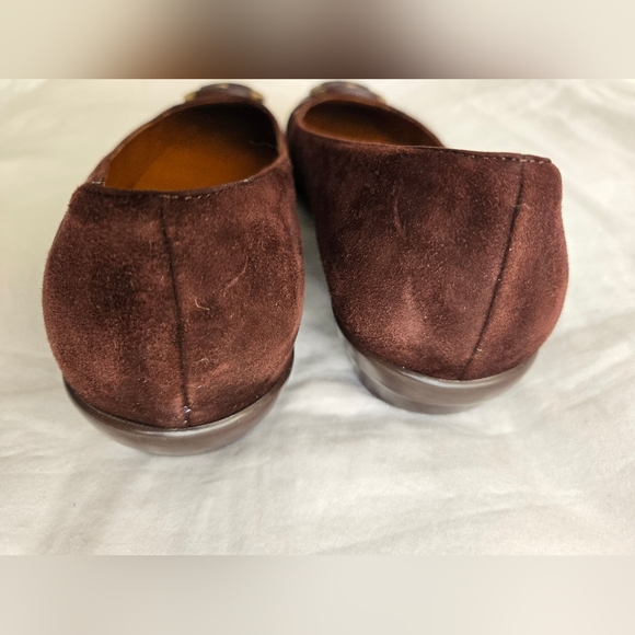 Cole Haan/NIKE AIR 9.5 Brown Suede Classic Flats With Buckle Detail - Picture 8 of 10